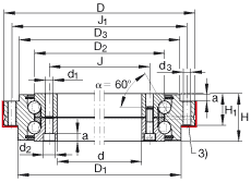 推力角接觸球軸承 ZKLDF325, 雙向，螺釘安裝，兩側帶密封蓋