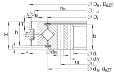 交叉滾子軸承 XI120288-N, 有內齒，兩側唇密封