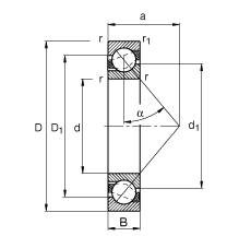 角接觸球軸承 7310-B-JP, 根據 DIN 628-1 標準的主要尺寸,接觸角 α = 40° 角接觸球軸承 7310-B-JP, 根據 DIN 628-1 標準的主要尺寸,接觸角 α = 40°