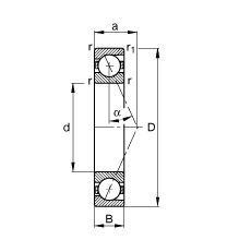 主軸軸承 B7206-E-T-P4S, 調(diào)節(jié)，成對或單元安裝，接觸角 α = 25°，限制公差