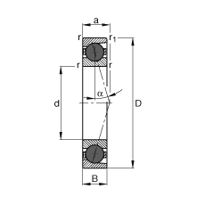 主軸軸承 HCB7211-C-T-P4S, 調節，成對或單元安裝，接觸角 α = 15°，陶瓷球，限制公差