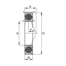 主軸軸承 HCB71926-E-T-P4S, 調節(jié)，成對或單元安裝，接觸角 α = 25°，陶瓷球，限制公差