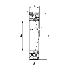 主軸軸承 HS7021-C-T-P4S, 調節，成對安裝，接觸角 α = 15°，限制公差