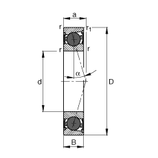 主軸軸承 HCB7000-C-2RSD-T-P4S, 調節(jié)，成對或單元安裝，接觸角 α = 15°，陶瓷球，兩側唇密封，非接觸，限制公差