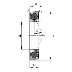 主軸軸承 HCB71921-E-2RSD-T-P4S, 調節，成對或單元安裝，接觸角 α = 25°，陶瓷球，兩側唇密封，非接觸，限制公差