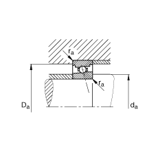 主軸軸承 HS7021-C-T-P4S, 調節，成對安裝，接觸角 α = 15°，限制公差