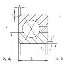 薄截面軸承 CSXD050, 四點接觸球軸承，類型X，運行溫度 -54°C 到 +120°C