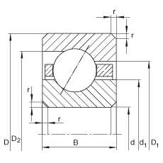 薄截面軸承 CSEA030, 角接觸球軸承，類型E，運行溫度 -54°C 到 +120°C