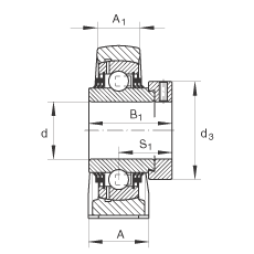 直立式軸承座單元 TASE25-N, 鑄鐵軸承座,帶偏心鎖圈的外球面球軸承,T 型密封 直立式軸承座單元 TASE25-N, 鑄鐵軸承座,帶偏心鎖圈的外球面球軸承,T 型密封