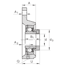 軸承座單元 PCFTR17, 帶三個螺栓孔的法蘭的軸承座單元,鑄鐵,偏心鎖圈,P型密封 軸承座單元 PCFTR17, 帶三個螺栓孔的法蘭的軸承座單元,鑄鐵,偏心鎖圈,P型密封