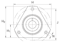 軸承座單元 RRTR35, 帶三個螺栓孔的法蘭的軸承座單元,沖壓鋼板,偏心鎖圈,R型密封 軸承座單元 RRTR35, 帶三個螺栓孔的法蘭的軸承座單元,沖壓鋼板,偏心鎖圈,R型密封