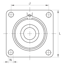 軸承座單元 PCCJ30, 帶四個螺栓孔的法蘭的軸承座單元，鑄鐵，雙列角接觸球軸承，P 型密封